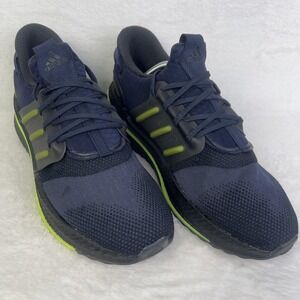 Adidas‎ Boost Shoes Mens Size 10 Blue Black Neon Green Mesh Running Sneakers